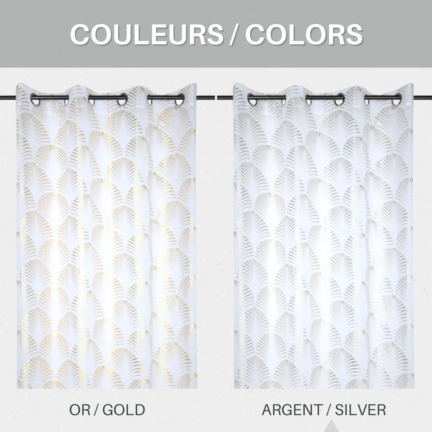Stof Maldives 140x260 voile œillets argent polyester