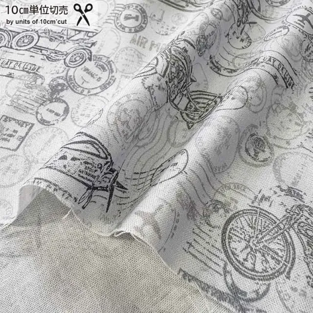 Yoko Saito 2026-06-A06 tissu coton bleu gris au mètre