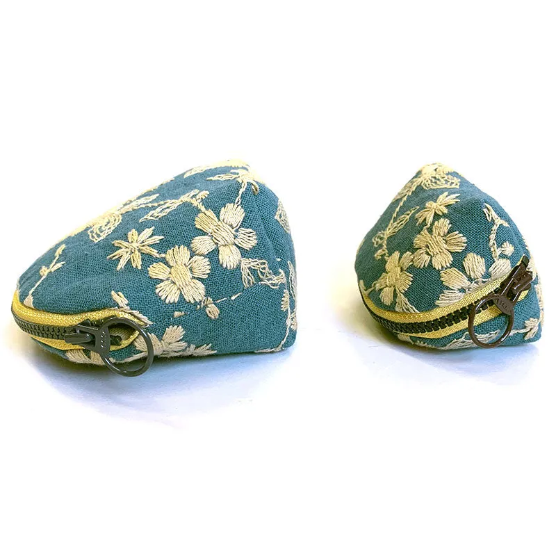 Yoko Saito kit pochette ronde brodée fleur verte grande + petite