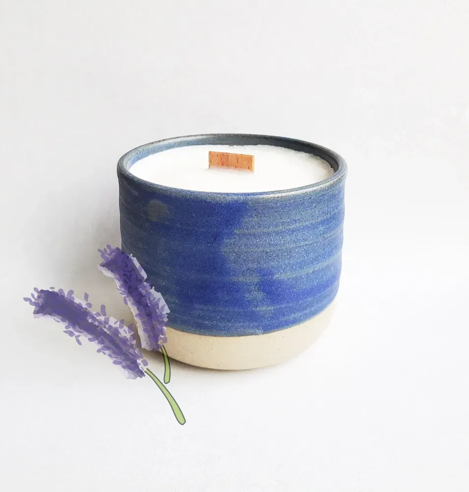 Tribu Indigo bougie parfumée lavandin 30h mèche bois