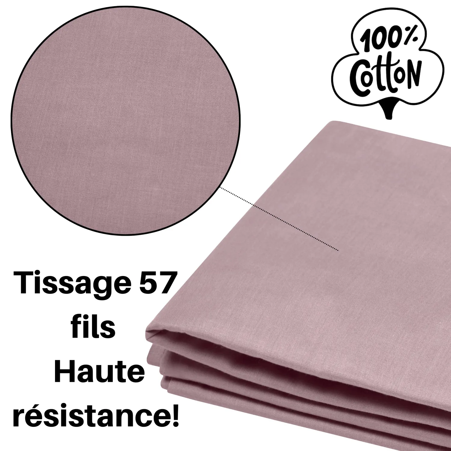 STOF Eden drap plat 240x300 cm vieux rose coton