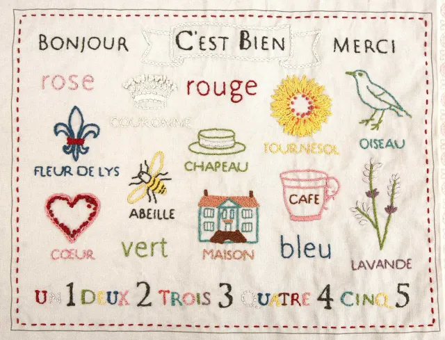 French General C'est Bien canevas broderie lin gris 35x28 cm