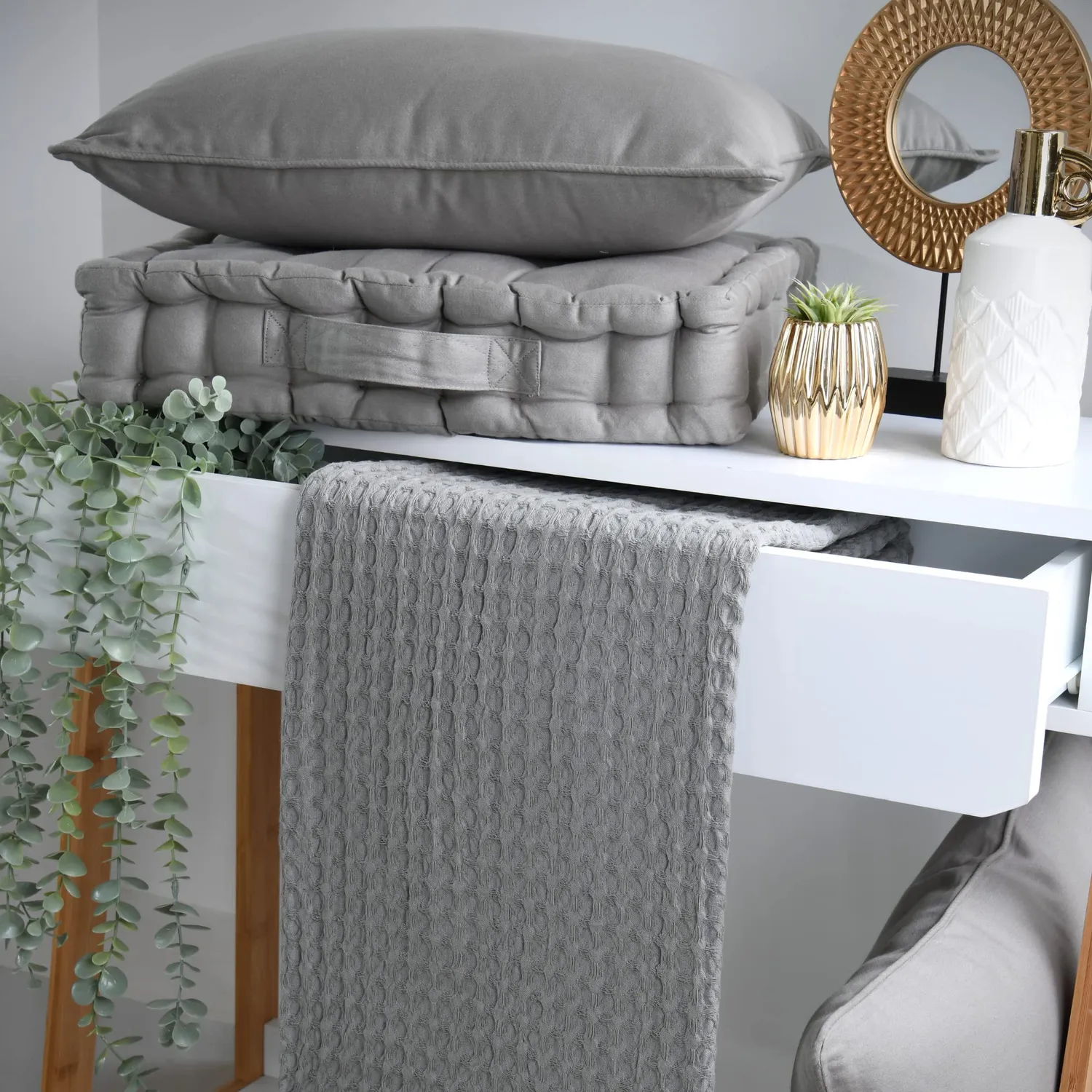 Stof Oxford coussin de sol 45x45 cm sauge satin coton