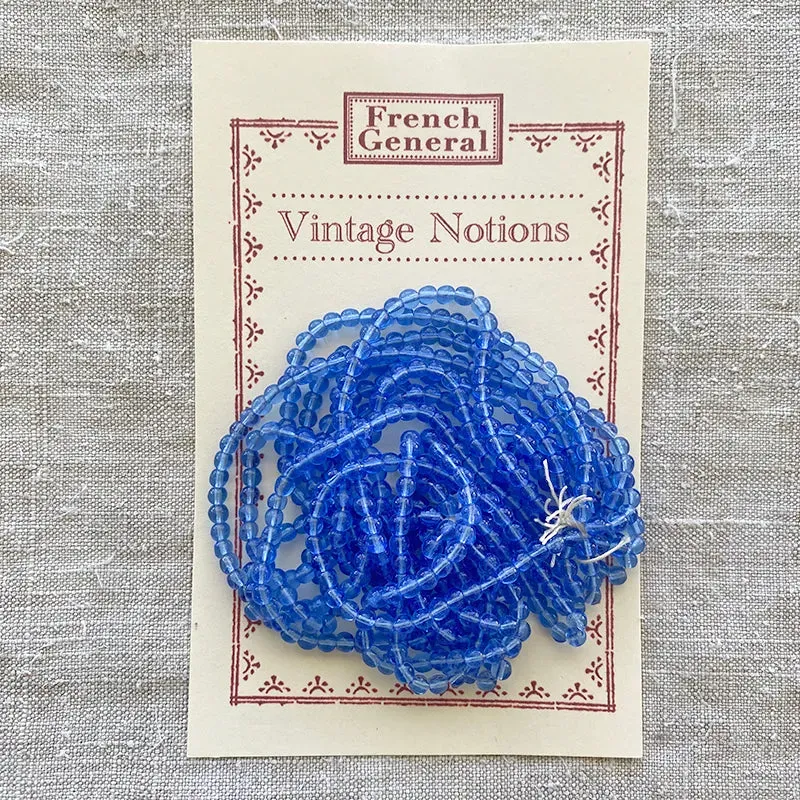 French General perles en verre bleu bleuet 4 mm vintage