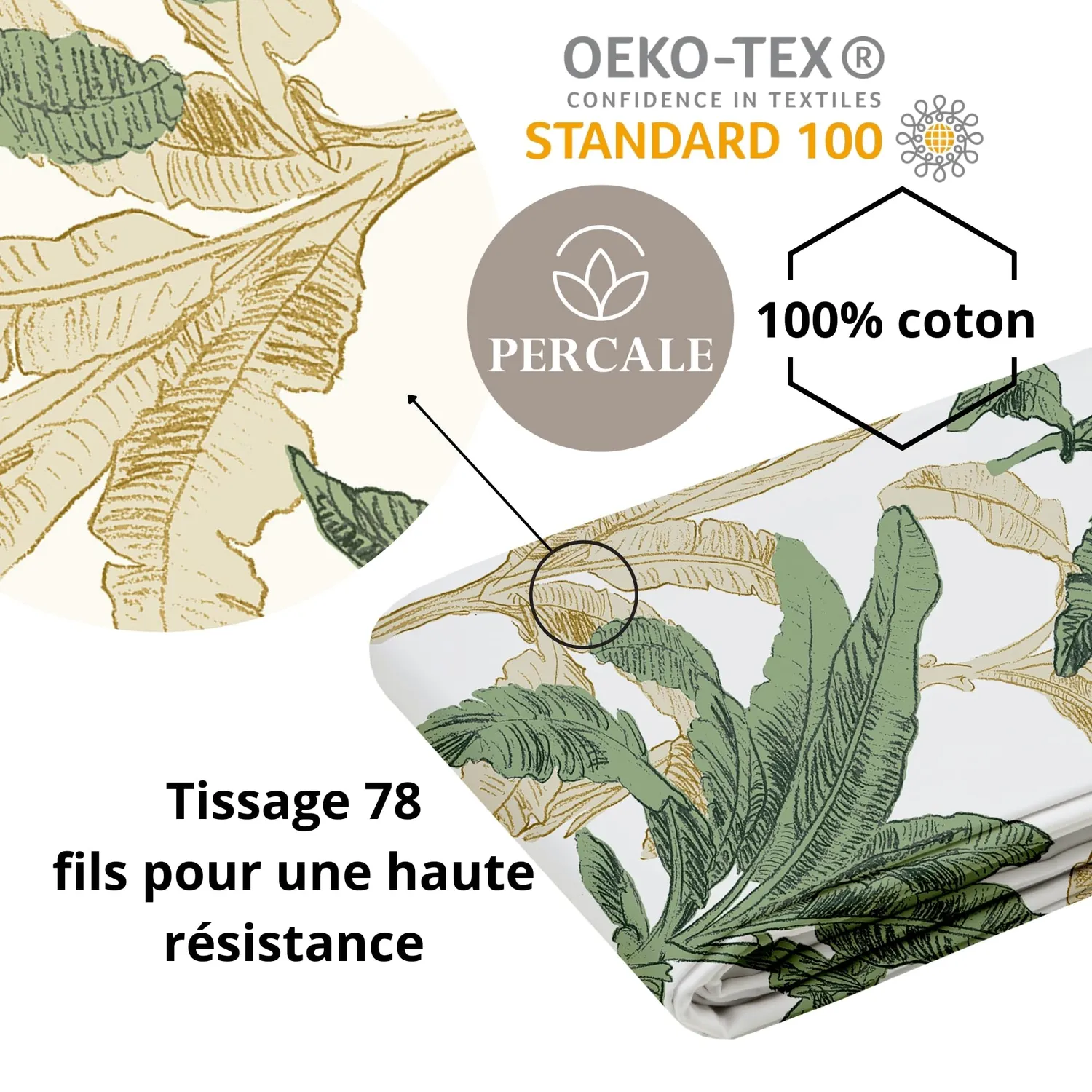 STOF Arama housse 260x240 cm verte percale de coton
