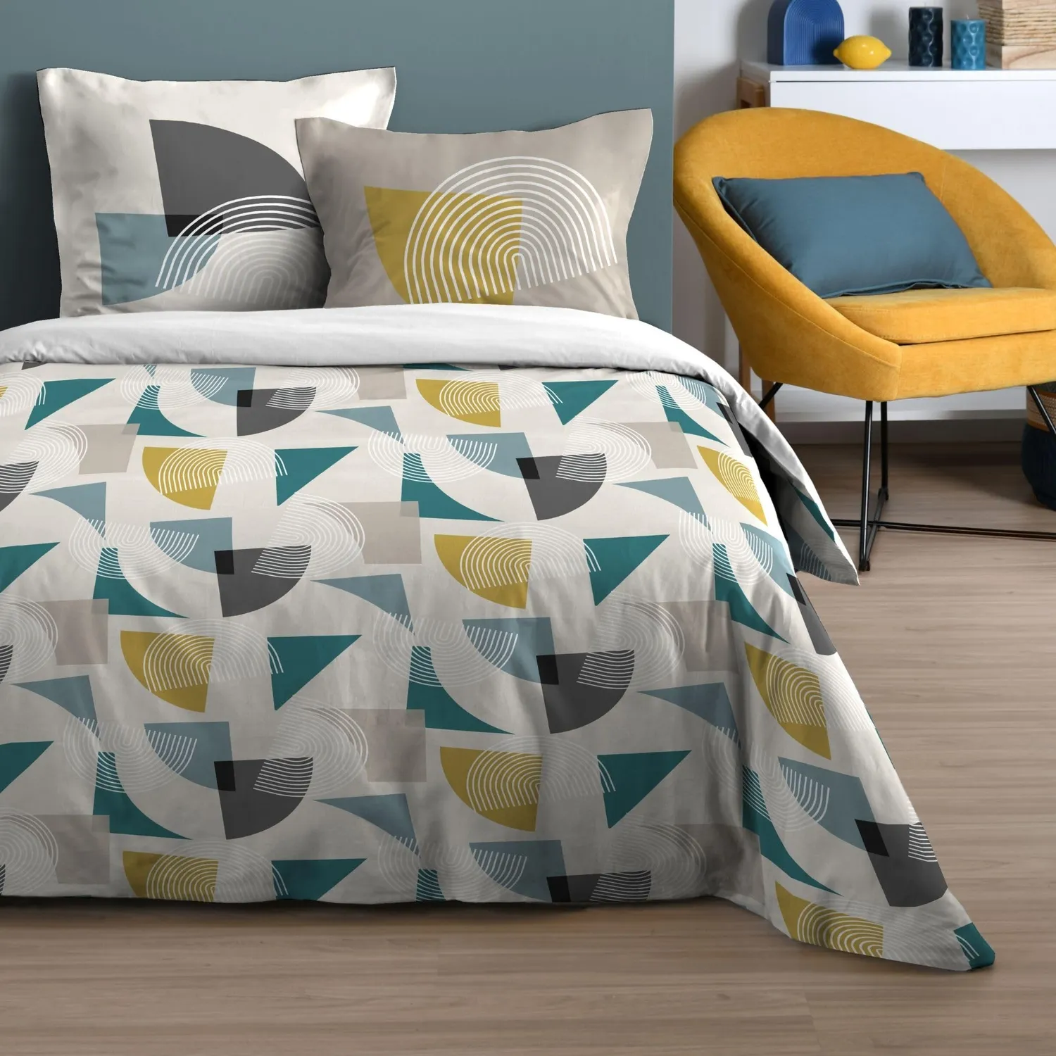 STOF Minnesota parure housse couette 240x220 bleu vert