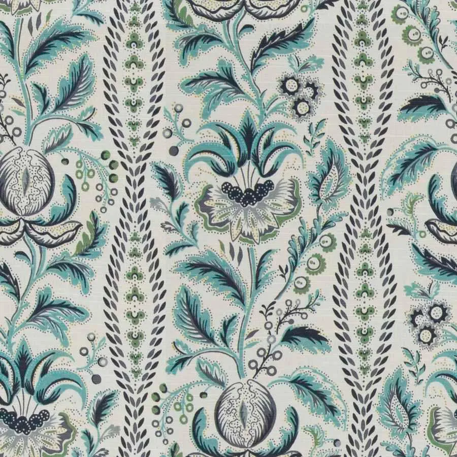 French General Eloise La Mer tissu indigo coton lin 137 cm