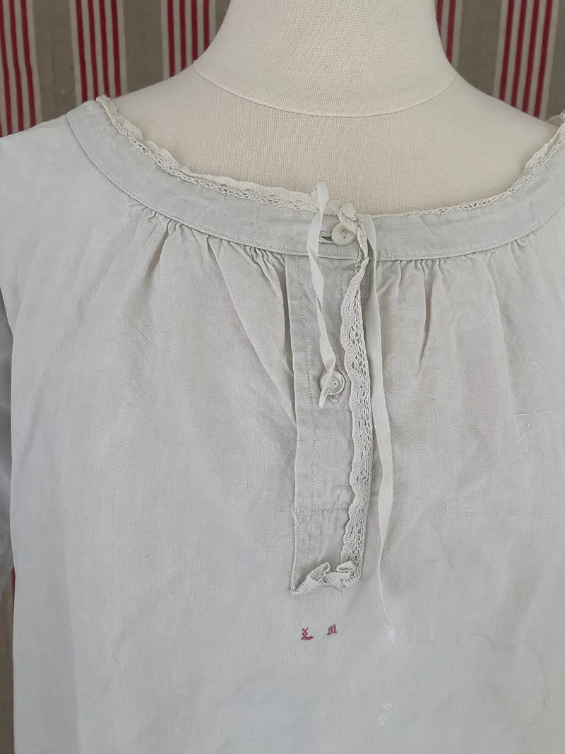 French General Found in France chemise ancienne lin gris LM