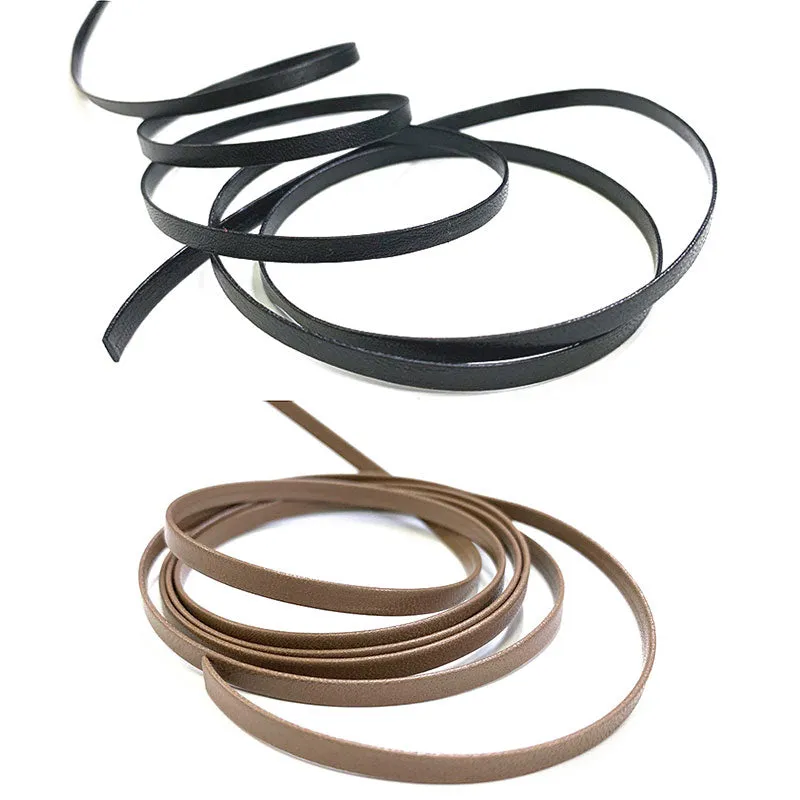 Yoko Saito cordon cuir plat noir 4mm au mètre véritable cuir