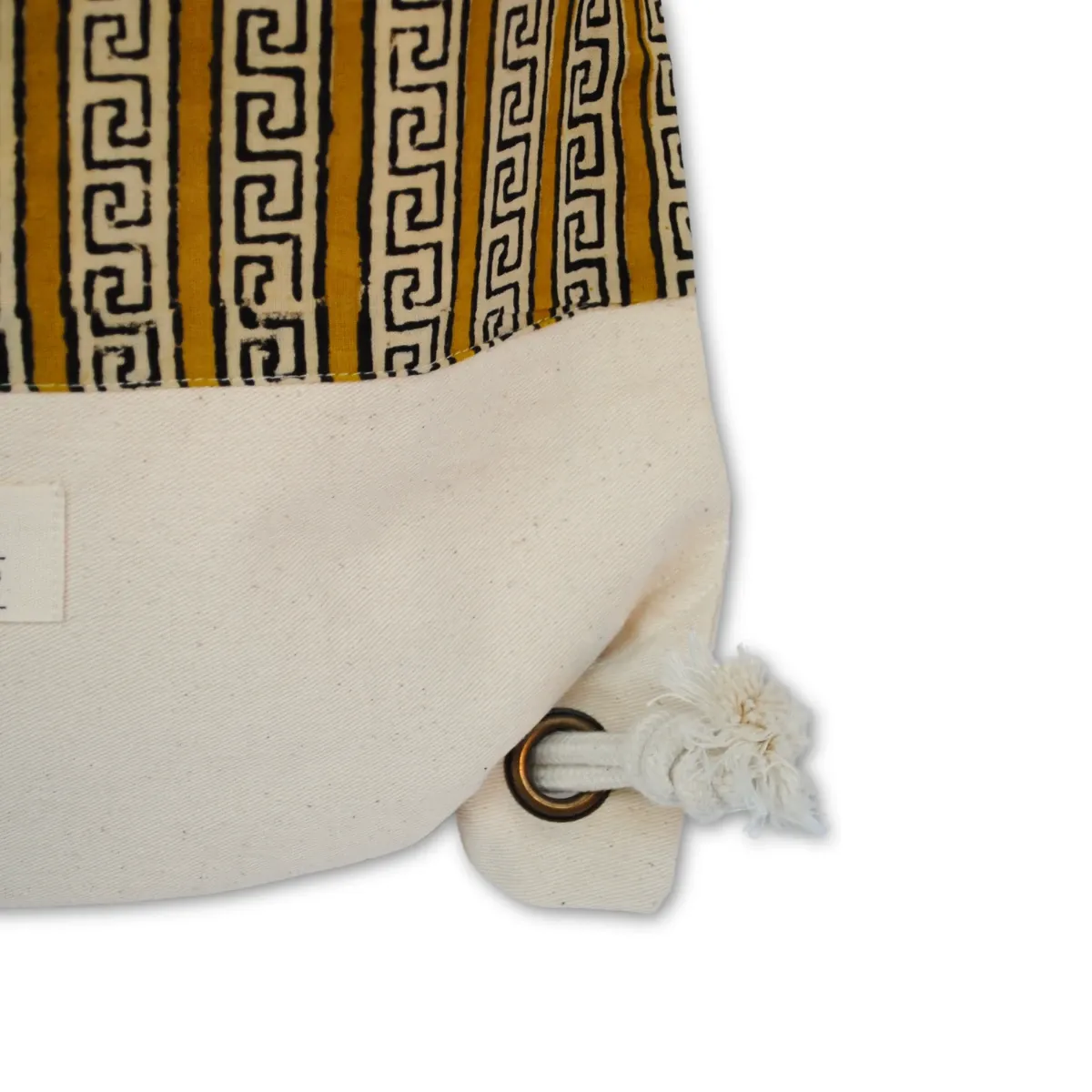 Tribu Indigo sac à dos toile jaune géo 40x30 coton bio