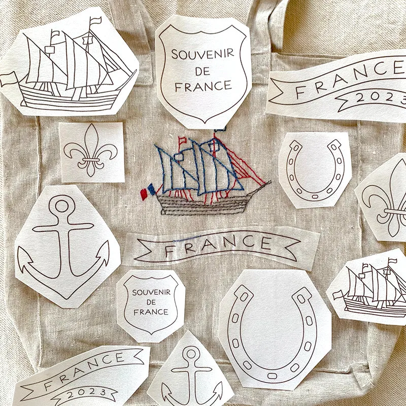 French General French Souvenir motifs broderie autocollants x12