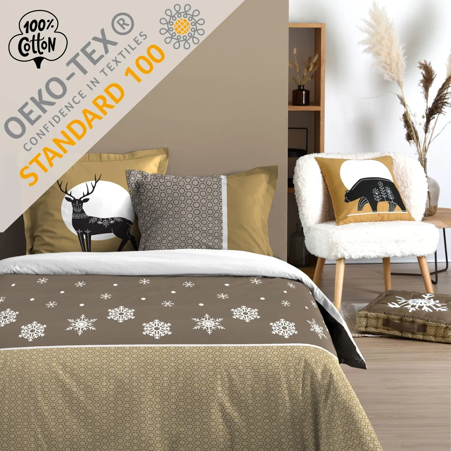 STOF Estrella parure 240x220 cm or coton 3 pièces