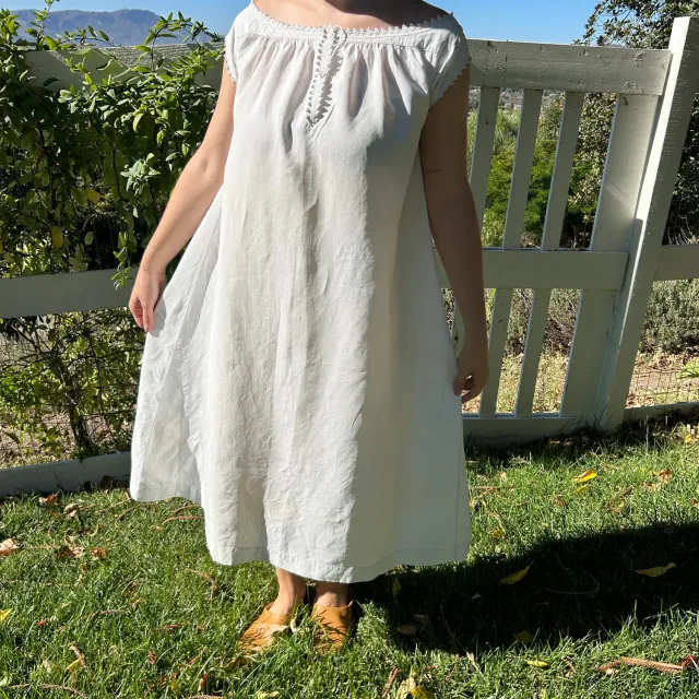 French General Chemise B ancienne lin taille 4-6 brodée