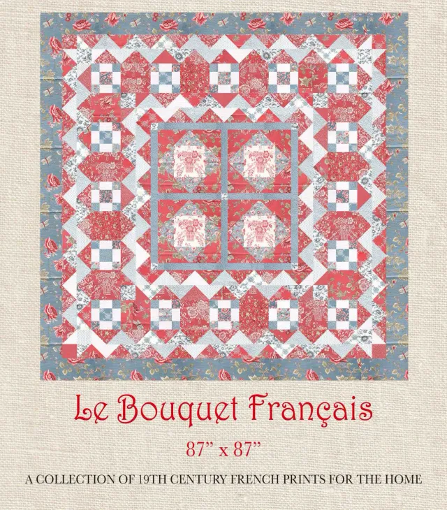 French General Bouquet Français patron quilt 87x87 imprimé