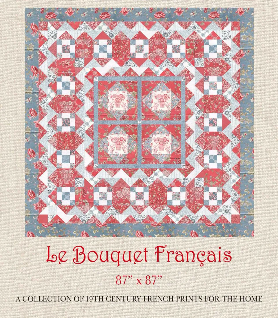 French General Bouquet Français patron quilt 87x87 imprimé