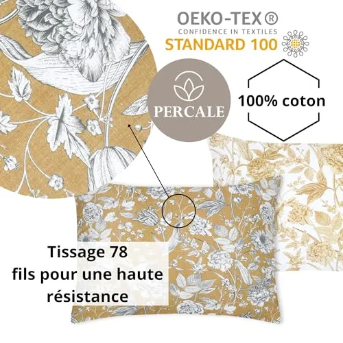 STOF Jacinthe taie 50x70 cm dorée percale de coton