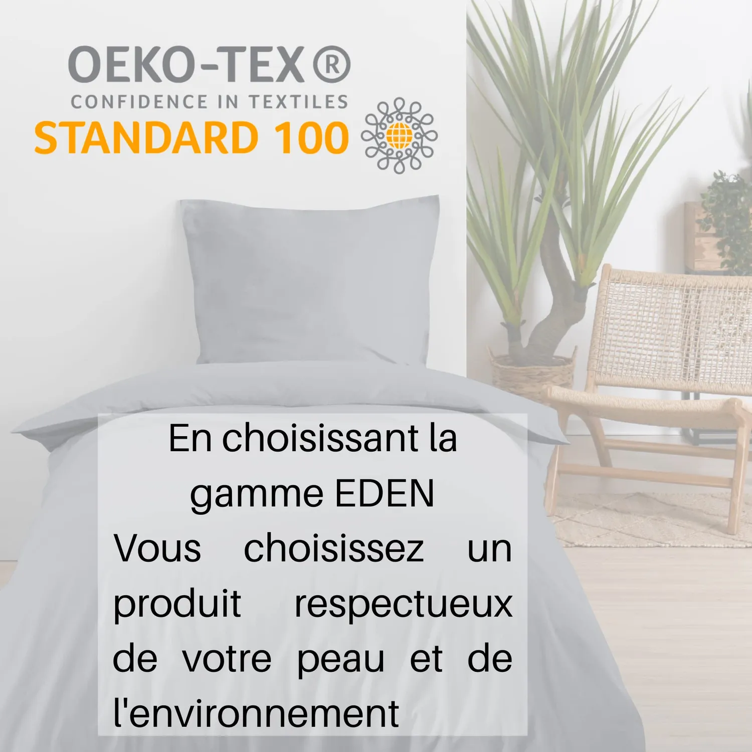 Stof Eden drap plat 180x290 cm gris souris coton