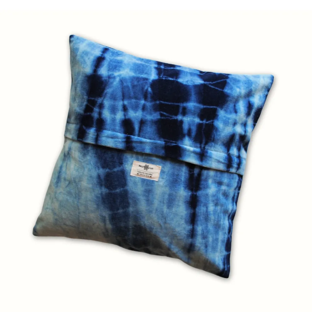 Tribu Indigo Shibori coussin déco 40x40 velours indigo