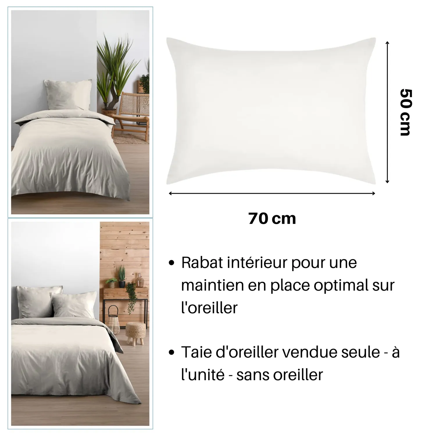 Stof Eden taie d’oreiller 50x70 cm ivoire coton