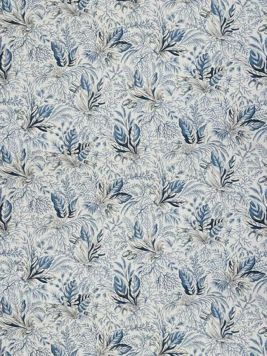 French General Gardinier Indigo tissu ameublement lin indigo au mètre