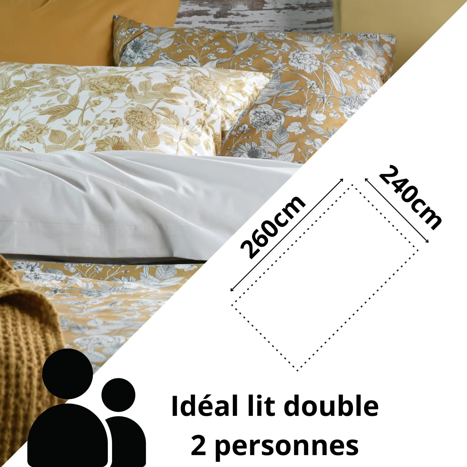 STOF Jacinthe housse de couette 260x240 jaune percale