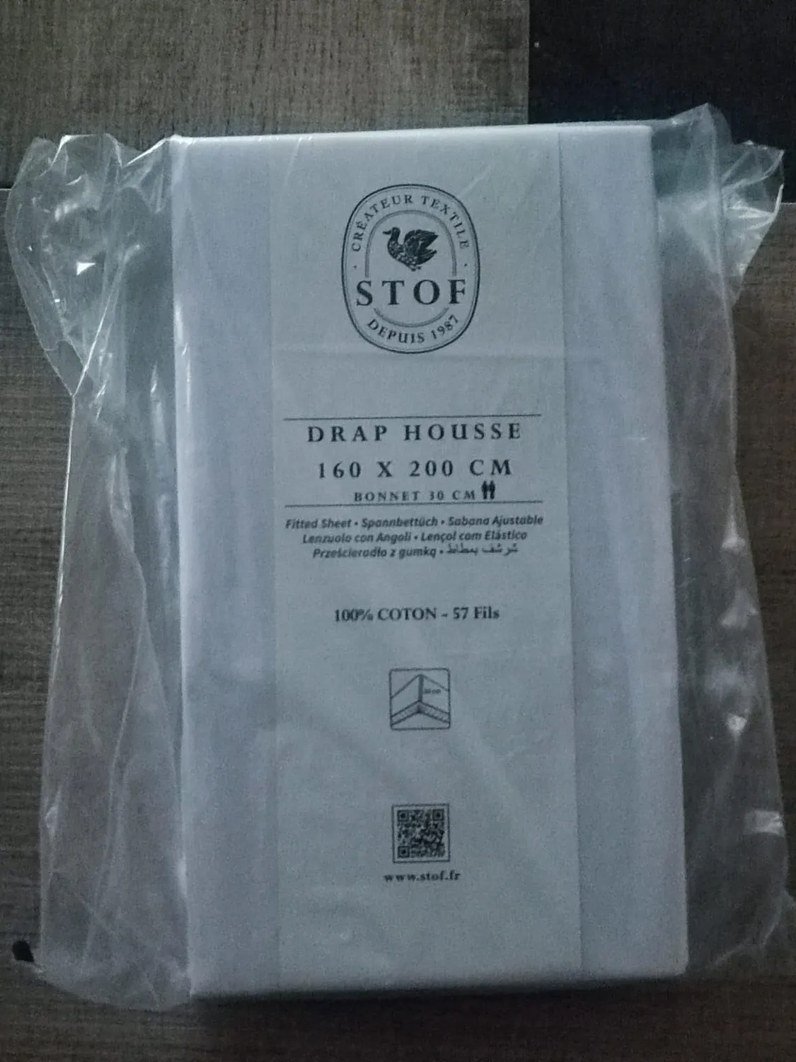 STOF Eden drap-housse 160x200 blanc coton