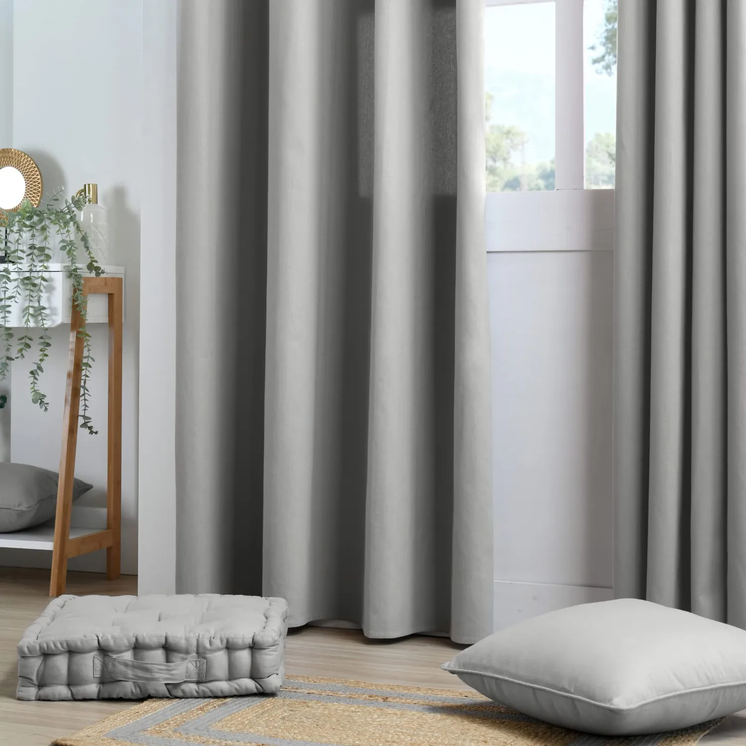 STOF Oxford rideau 140x260 sauge satin coton