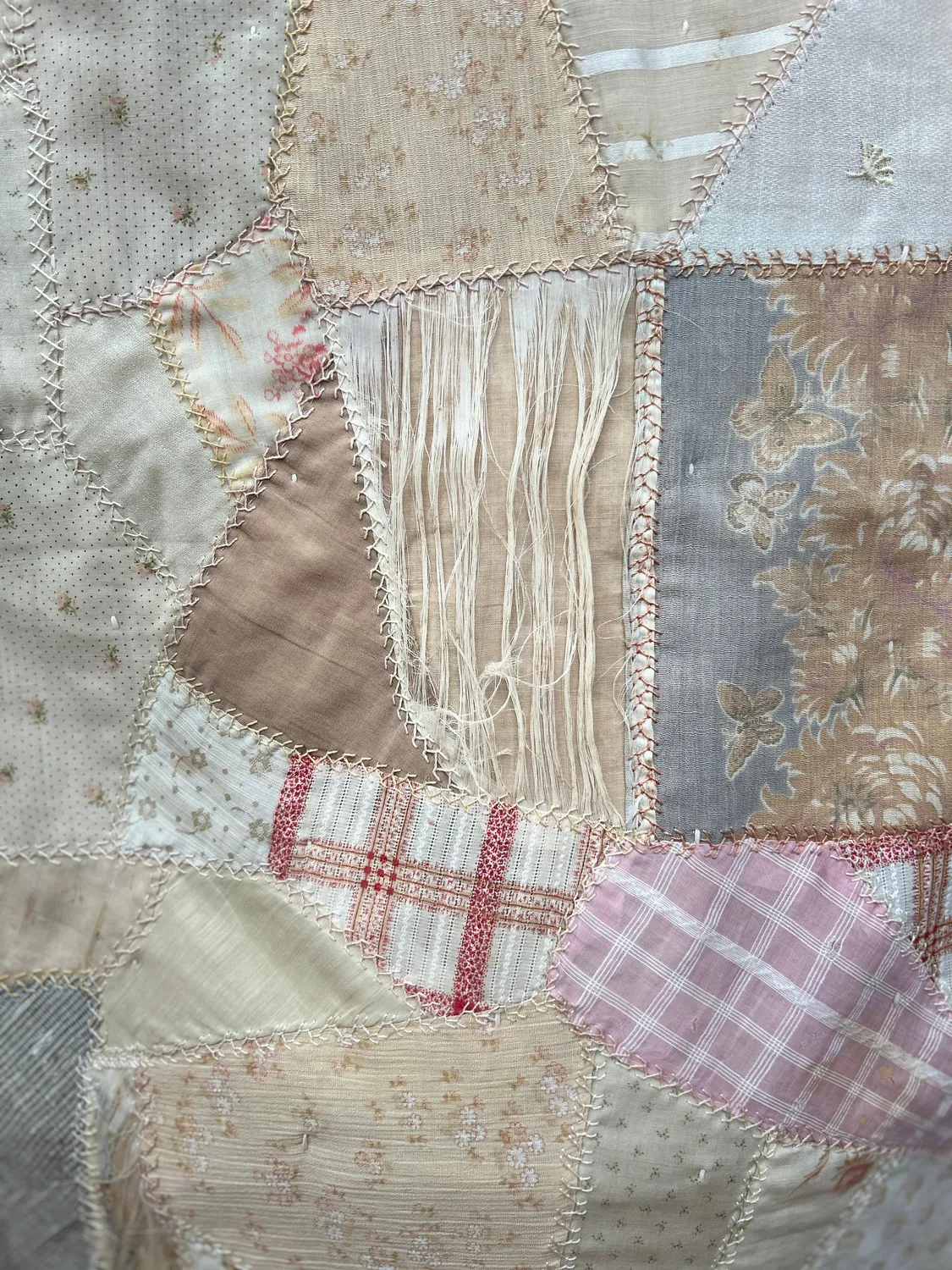 French General Antique Crazy Quilt double face quilt ancien soie coton