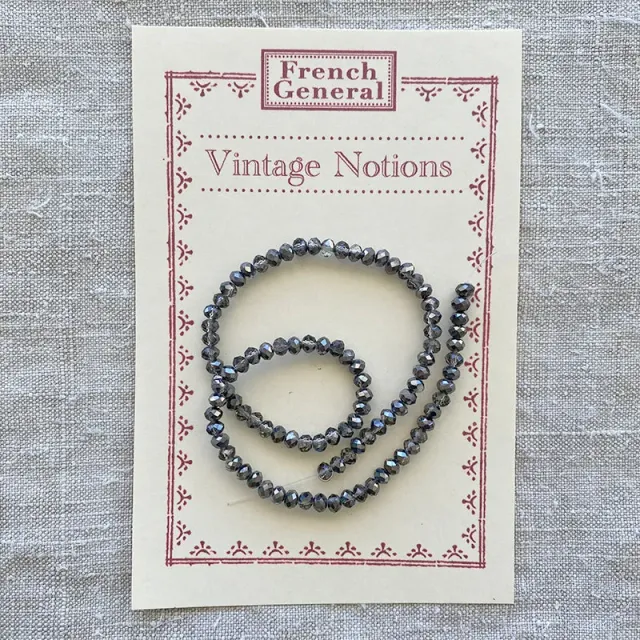 French General Vintage perles verre hématite 4mm échevette