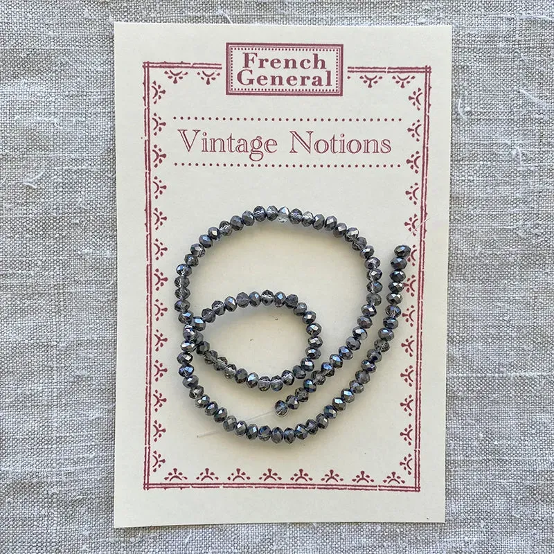 French General Vintage perles verre hématite 4mm échevette