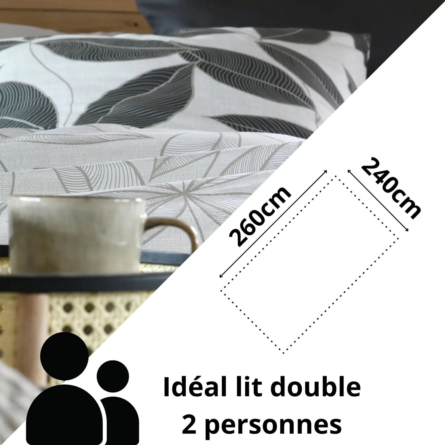 STOF Matisse housse de couette 260x240 noir percale