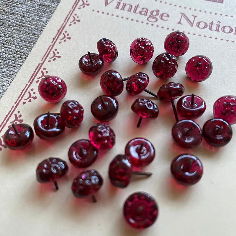 French General Vintage Cranberry épingles verre rouge lot 24 7mm