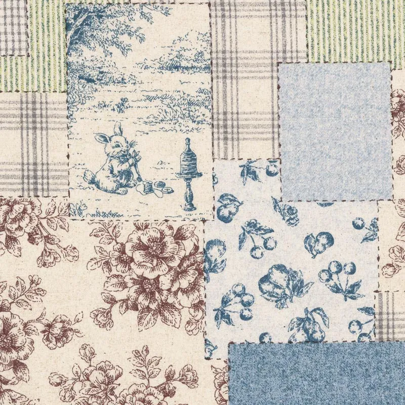 Yoko Saito 2026-02-A02 tissu coton 45x35 cm bleu