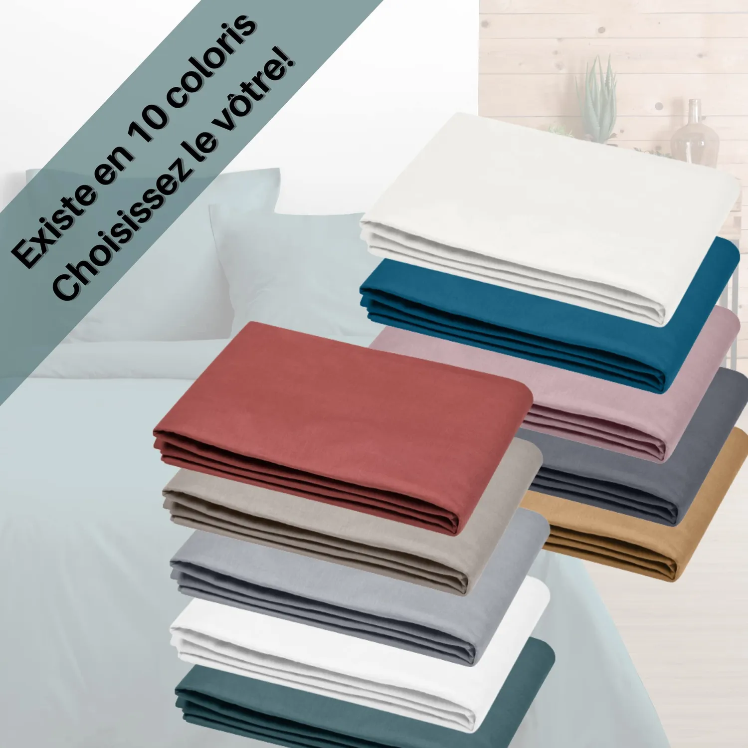 STOF Eden drap plat 240x300 cm eucalyptus 100% coton