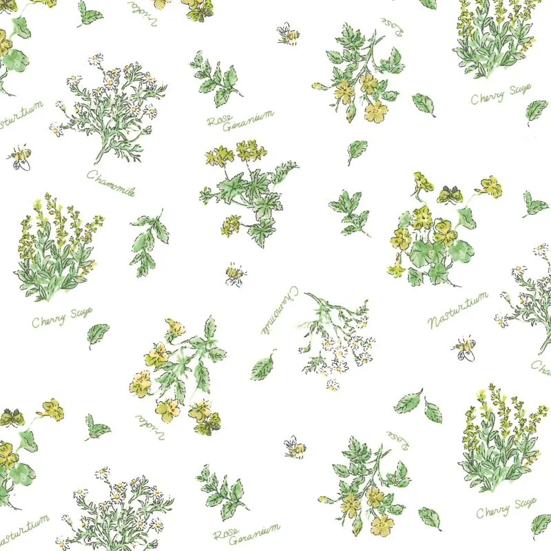 Yoko Saito 2026-04-A04 tissu coton abeilles blanc au mètre