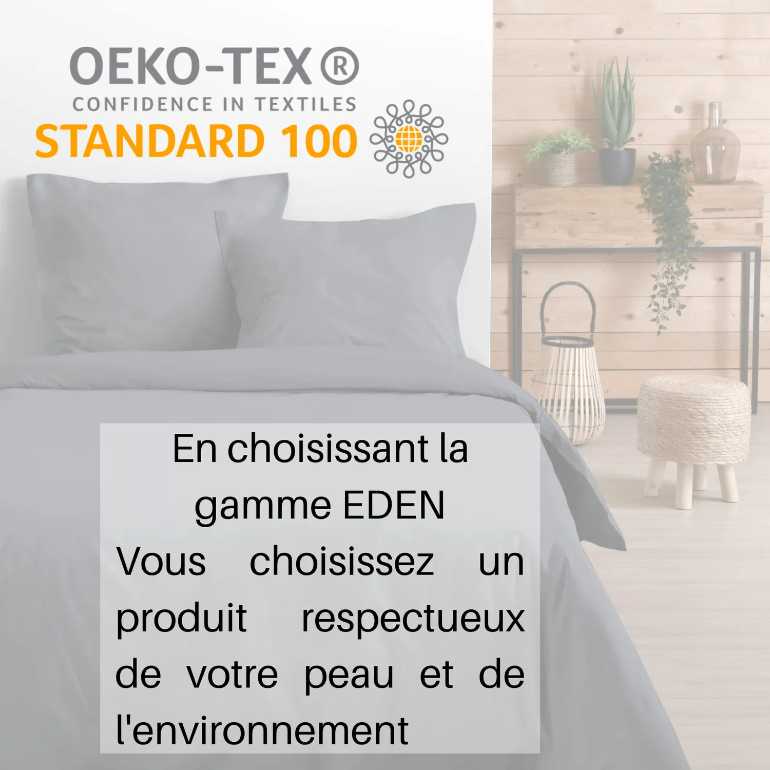 Stof Eden drap plat 240x300 cm ardoise coton