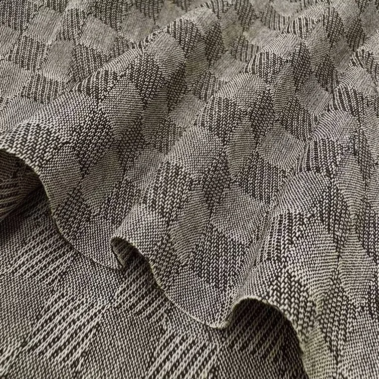 Yoko Saito 2025-04-A16 tissu coton gris carreaux au mètre