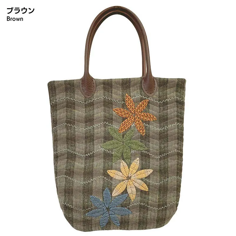 Yoko Saito Flower Applique Bag kit sac marron appliqué