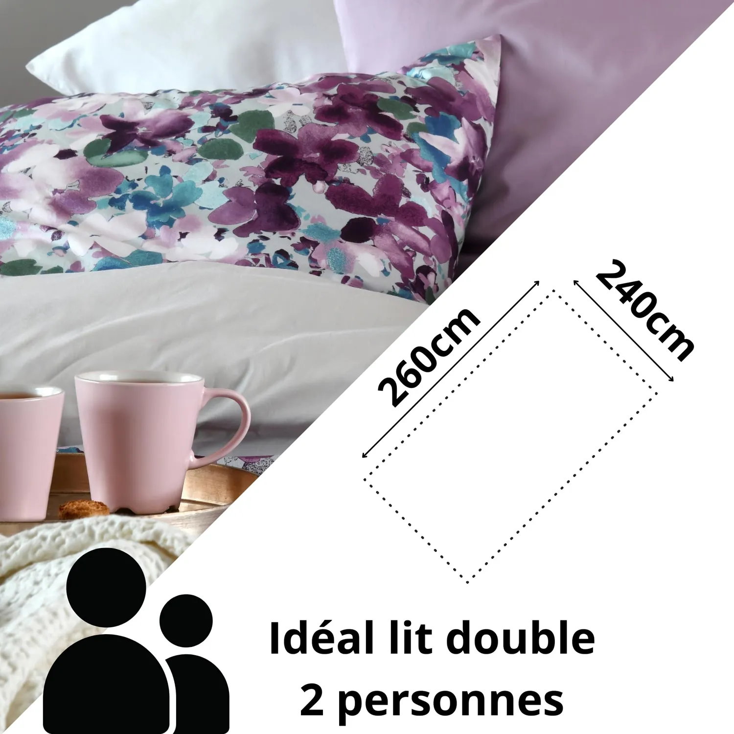 STOF Pervenche housse de couette 260x240 rose percale