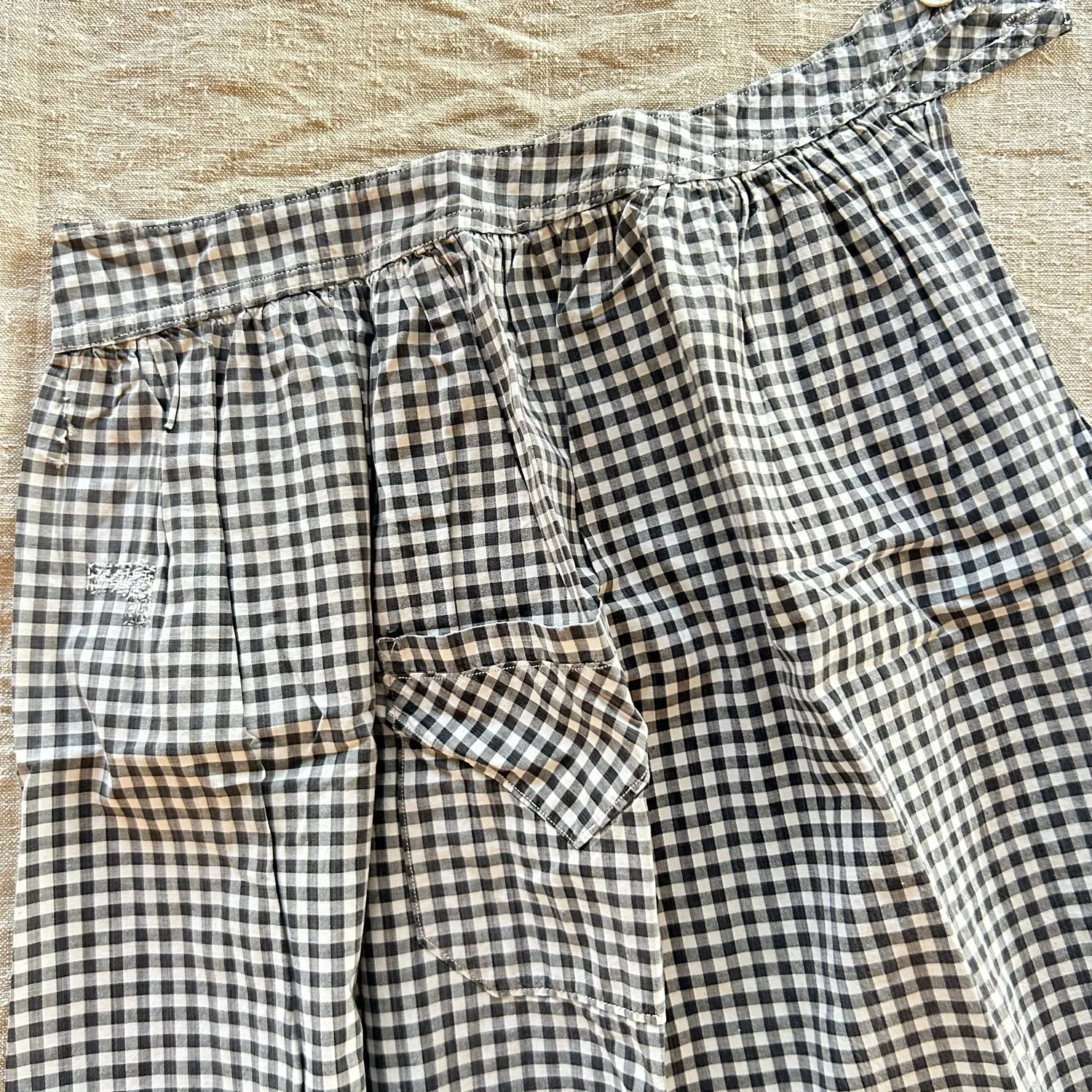 French General tablier demi vichy noir blanc vintage taille 28-30