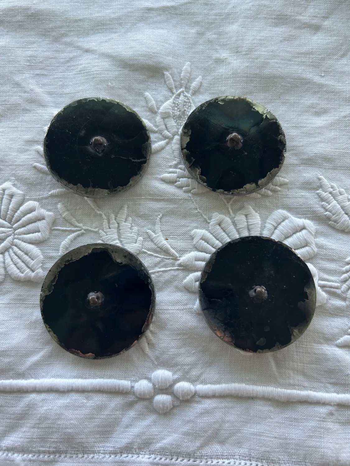 French General boutons en verre ancien lot de 4 35 mm