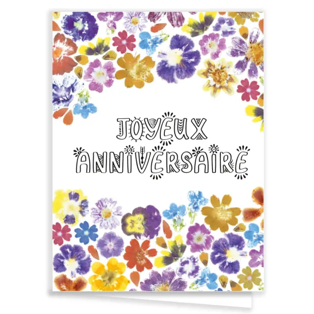 Tribu Indigo fleurie carte de vœux anniversaire A6