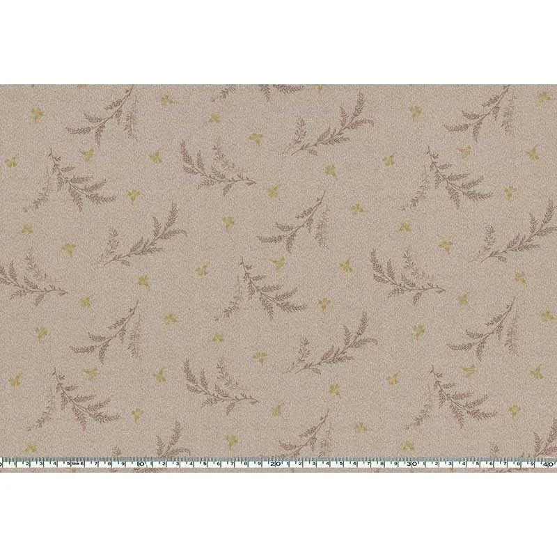 Yoko Saito 2026-05-A12 tissu coton gris fleurs vertes au mètre
