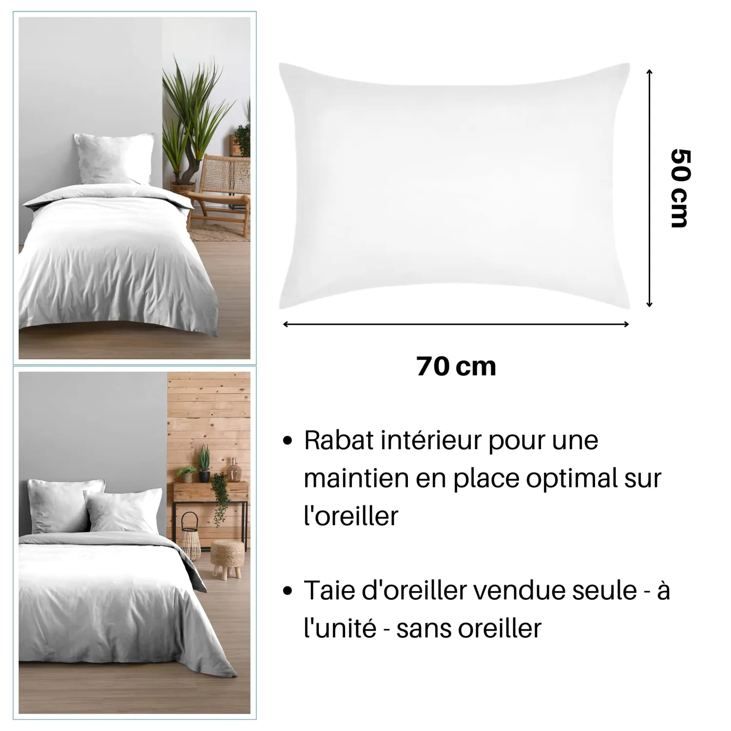 STOF Eden taie d’oreiller 50x70 blanc coton x1