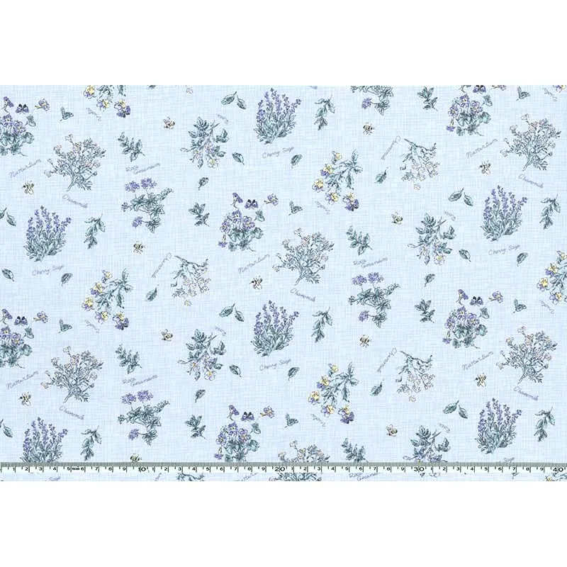 Yoko Saito 2026-04-A05 tissu coton bleu clair au mètre