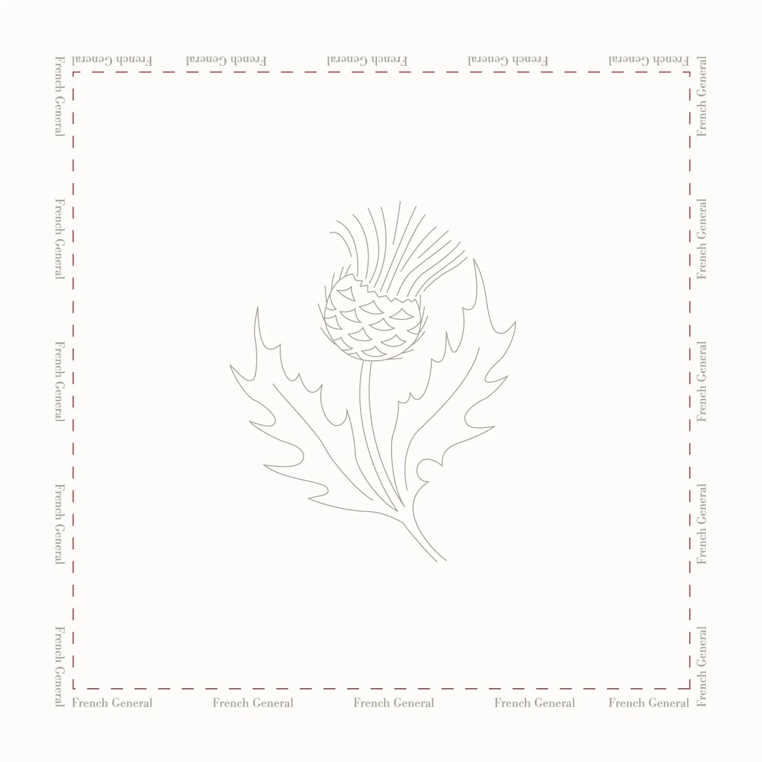 French General Thistle toile à broder imprimée lin perle 25x25 chardon