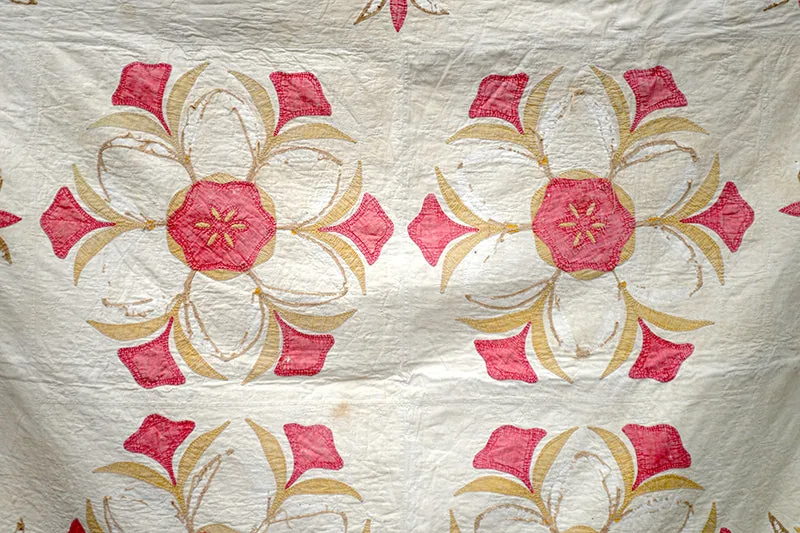French General Appliqué quilt ancien coton 183x218 cm