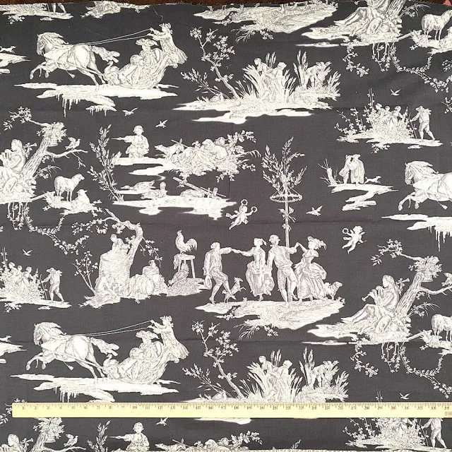 French General Black Toile tissu coton noir 112 cm au mètre