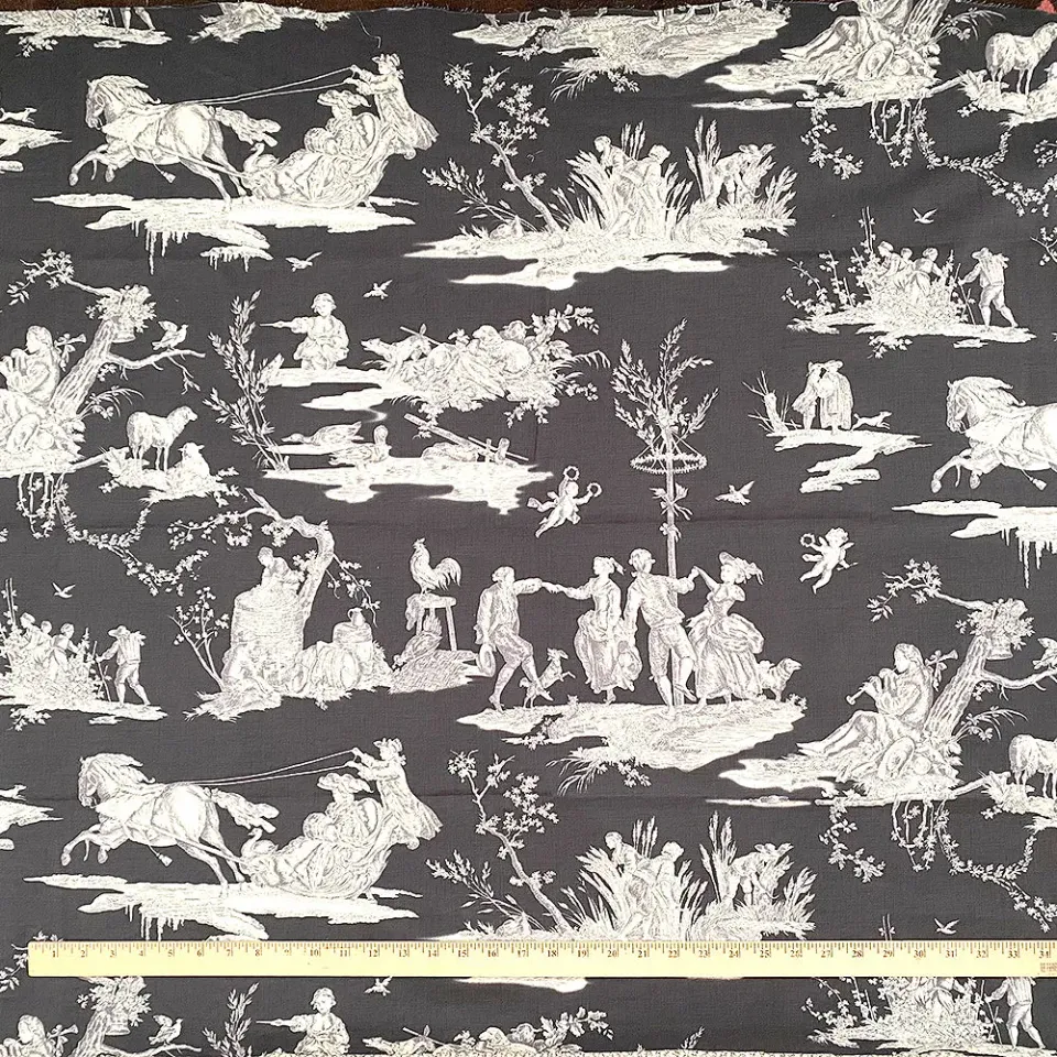 French General Black Toile tissu coton noir 112 cm au mètre