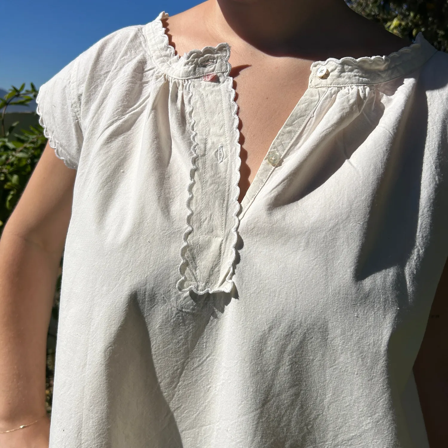 French General chemise ancienne coton taille M blanc stock inutilisé